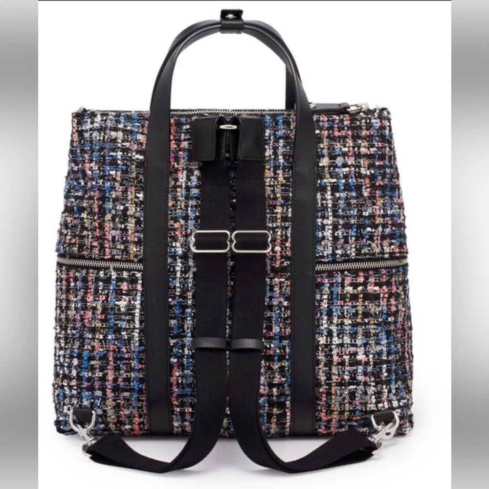 HENRI BENDEL Large Tweed Jetsetter Backpack Crossbody Convertible - Picture 4 of 6